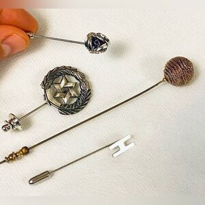 Elegant Silver and Brown Stick Pins Set. Vintage